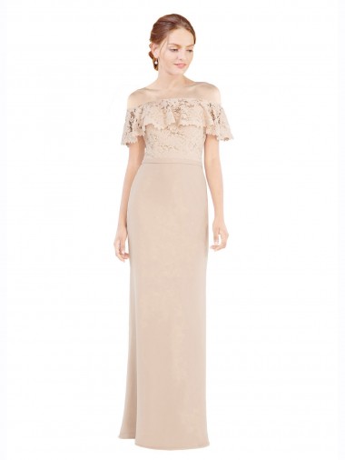 Affordable Off the Shoulder Sleeves Sheath Chiffon Prom Dress Canada