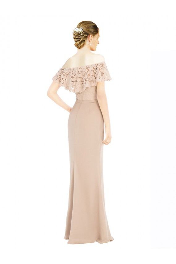 Affordable Off the Shoulder Sleeves Sheath Chiffon Prom Dress Canada