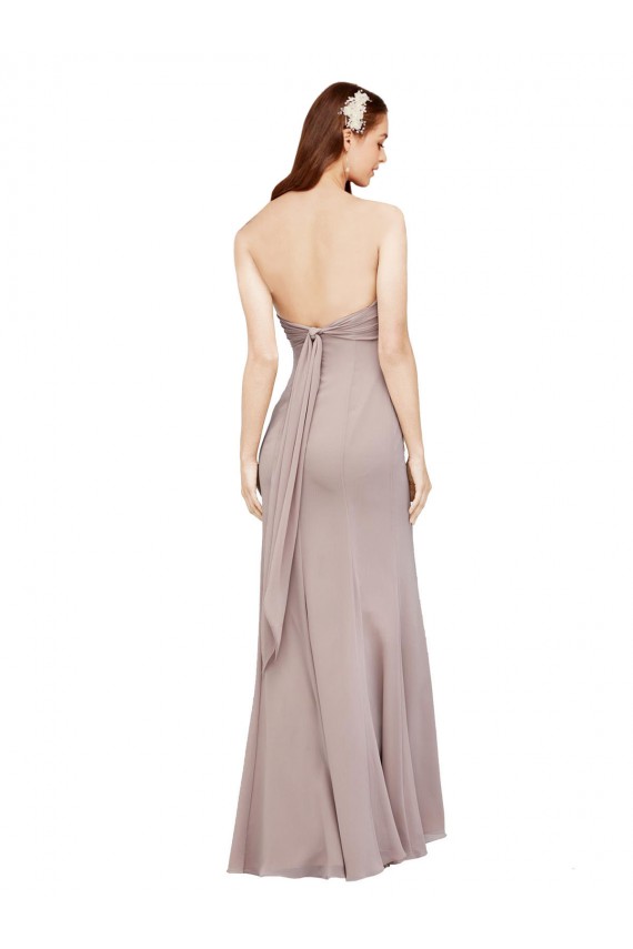 Affordable Fit and Flare Long Chiffon Prom Dress with Sash and Open Back Canada