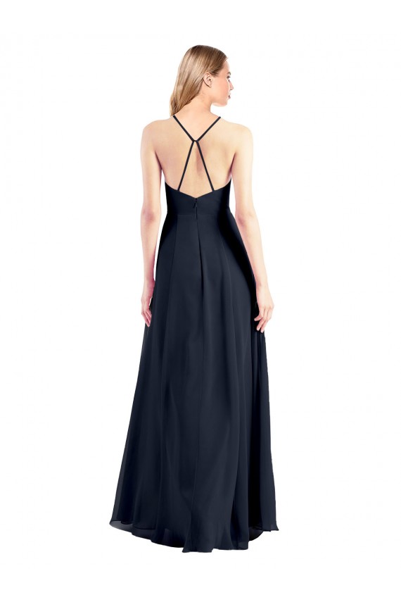 Affordable Plunging V-Neckline Halter Chiffon Wrap Prom Dress with High Slit Canada