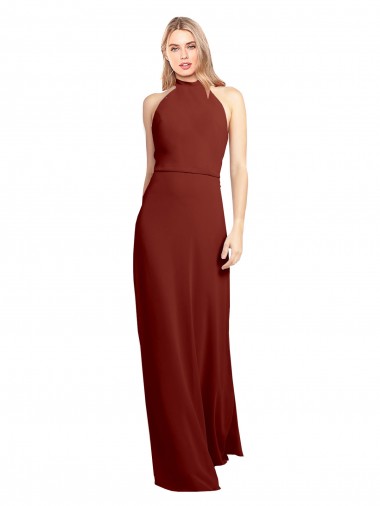 Affordable Slim High Neck Halter Fitted Open Back Chiffon Prom Dress Canada