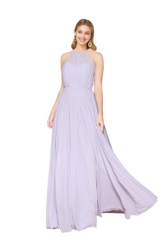 Affordable High Neck Halter Shirred Chiffon Prom Dress Canada