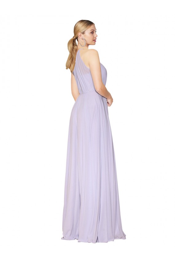 Affordable High Neck Halter Shirred Chiffon Prom Dress Canada