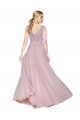 Affordable Draped V-Neck Long Chiffon Prom Dress with Shirred Bodice Canada