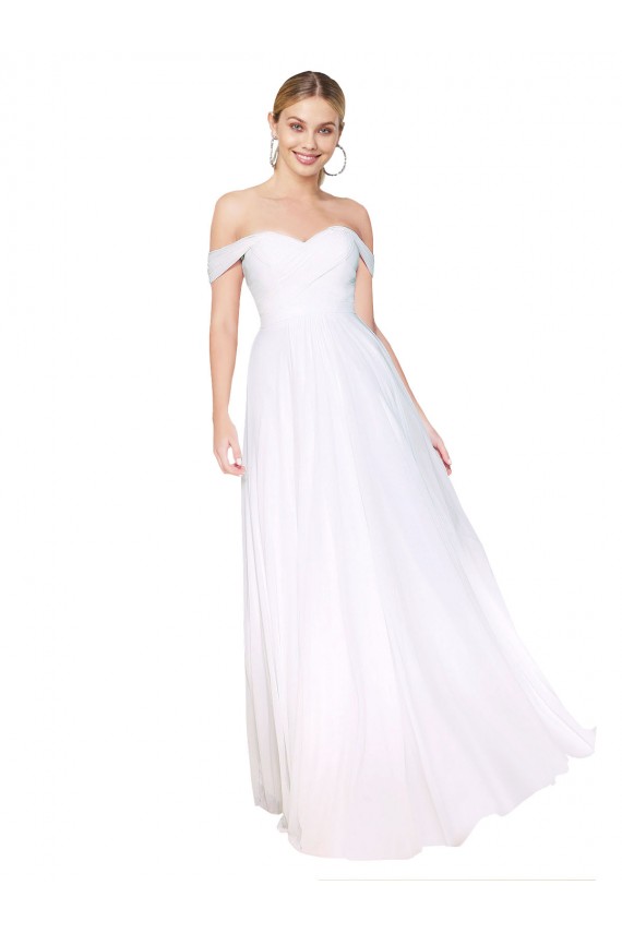 Affordable Off the Shoulder Long Full Length Chiffon Prom Dress Canada