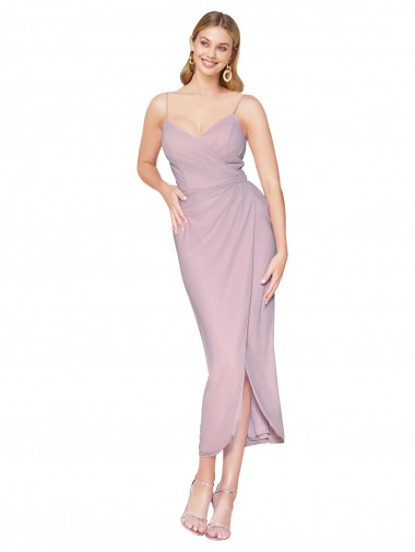 Affordable Short Knee Length Chiffon Wrap Cocktail Prom Dress / Homecoming Dress with Straps Canada