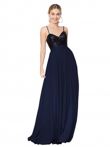 Affordable Sweetheart High Neck Sequin Top Long Chiffon Prom Dress Canada