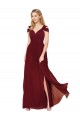 Affordable Off the Shoulder Long Chiffon Prom Dress with Side Slit Canada
