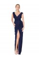 Affordable Draped V-Neck Long Chiffon Prom Dress with Front Slit Canada
