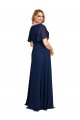 Affordable Chiffon V-Neck Short Sleeves Long Prom Dress with High Slit Canada