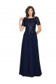 Affordable Short Sleeves A-Line Long Chiffon Prom Dress with Beaded Bodice Canada