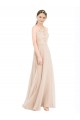Affordable High Halter Neck Illusion Lace Prom Dress with Chiffon Skirt and Keyhole Back Canada