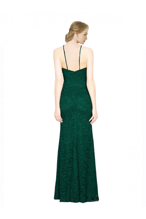 Affordable High Illusion Halter Neck Long Lace Prom Dress Canada