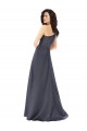 Affordable Rouched One Shoulder Floor Length Satin Prom Dress with Bow Canada