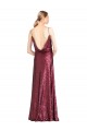 Affordable High Neck Halter Long Slim Sequin Prom Dress with V-Neck and Blouson Bodice Canada