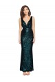 Affordable V-Neck Full Length Sequin Prom Dress with Draped Back Canada