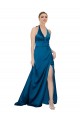 Affordable Halter Neck Silky Satin Prom Dress Canada