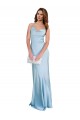 Affordable Open Back with Ties Cowl Neck Sheath Silky Satin Long Bridessmaid Dress Canada