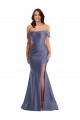 Affordable Off the Shoulder Corset Silky Satin Mermaid Prom Dress with Side Slit Canada