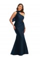 Affordable Scarf Neck One Shoulder Silky Satin Mermaid Prom Dress with Front Slit Canada