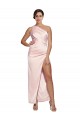 Affordable One Shoulder Full Length Long Silky Satin Prom Dress with Thigh Split Canada