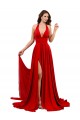 Affordable High Slit A-Line Halter Long Spandex Prom Dress Open Back Canada