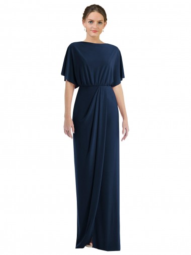 Affordable Open Back Short Sleeves Draped Tulip Skirt Maxi Spandex Prom Dress Canada