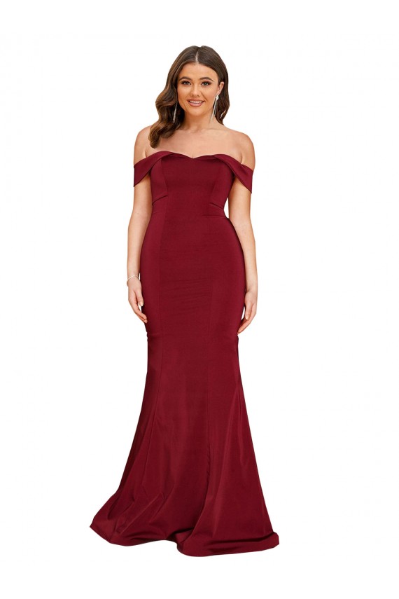 Affordable Off Shoulder Sleeves Sweetheart Neckline Long Spandex Prom Dress Canada