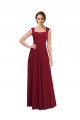 Affordable Square Neck Subtle Cap Sleeeves Crepe Prom Dress Canada
