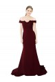 Affordable Full Length Off the Shoulder Formal Crepe Prom Dress with Lace On Bodice and Back Canada