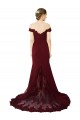 Affordable Full Length Off the Shoulder Formal Crepe Prom Dress with Lace On Bodice and Back Canada
