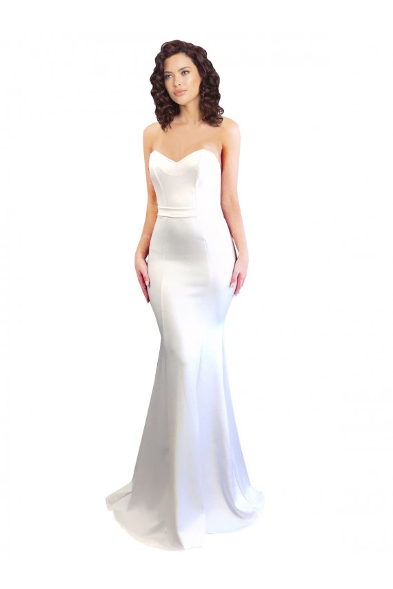 Affordable Sweetheart Strapless High Neck Long Crepe Prom Dress Canada