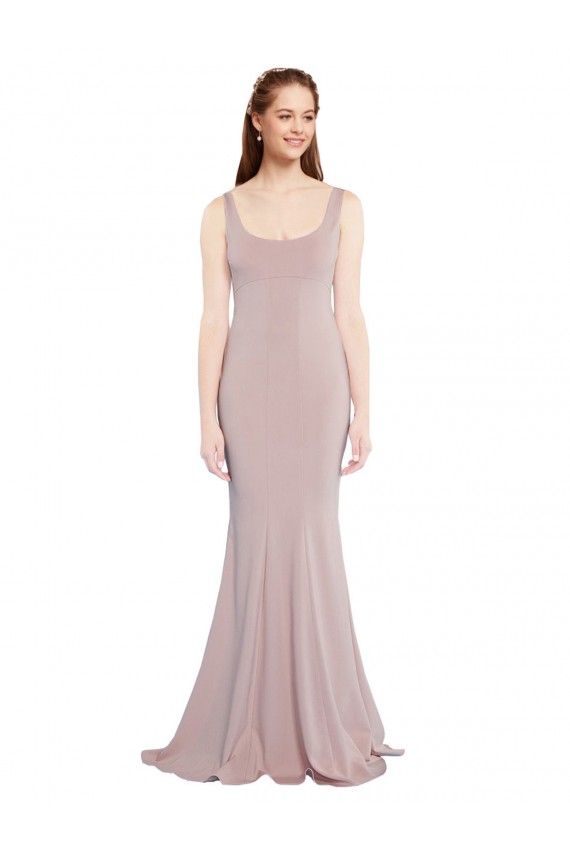 Affordable Sleeveless Scoop Neck Fully Lined Crepe Prom Dress Canada