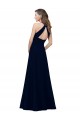 Affordable High Neck Crepe Prom Dress with Pleats and Keyhole Back Canada