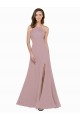 Affordable High Neck Crepe Prom Dress with Pleats and Keyhole Back Canada