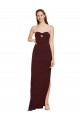 Affordable Twisted Strapless Keyhole Long Crepe Prom Dress with Slit Canada