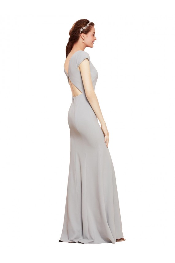 Affordable Fit and Flare Long Crepe Prom Dress with Tie Open Back Canada
