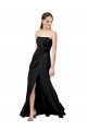 Affordable Strapless Fit and Flare Long Crepe Prom Dress with Knot and Slit Canada