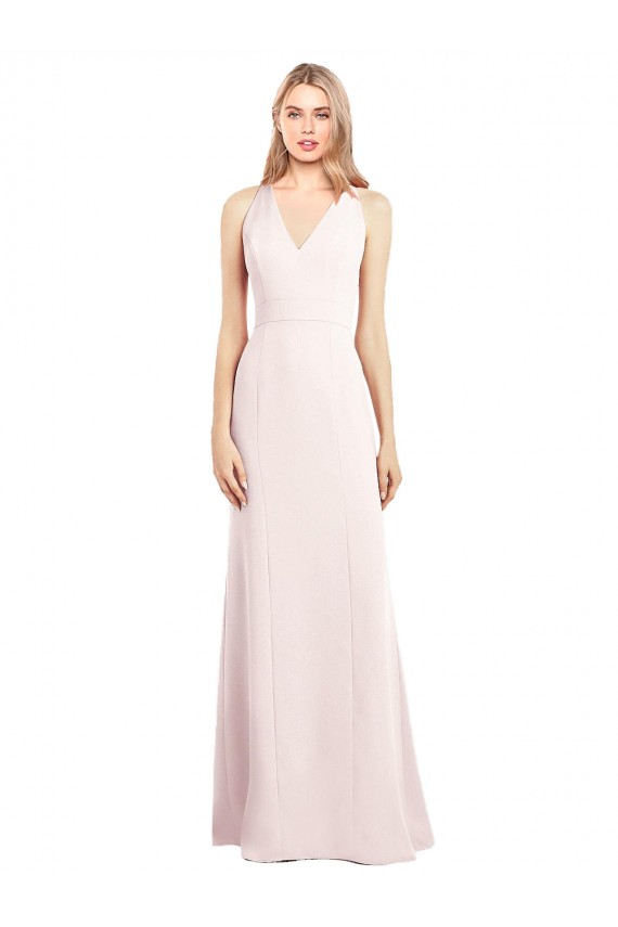 Affordable V-Neck Keyhole Back Crepe Trumpet Prom Dress Canada