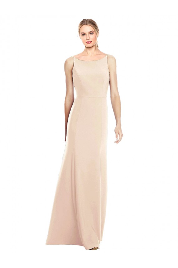 Affordable V-Spaghetti Strap Open Back Bateau Neck Trumpet Prom Dress Canada