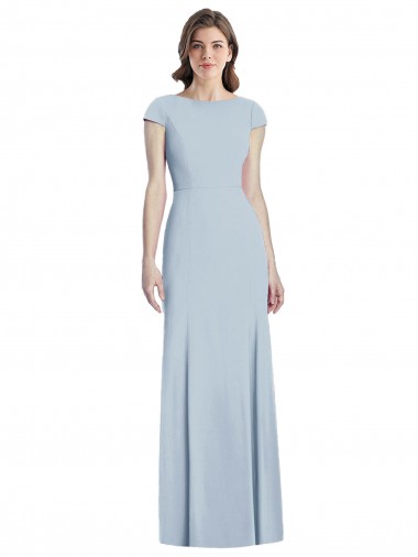 Affordable Bateau Neck Cap Sleeves Open Back Trumpet Prom Dress Canada