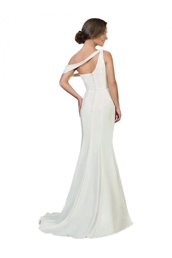 Affordable One Shoulder Crepe Prom Dress with Draped Off the Shoulder Strap Canada