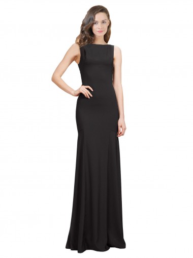 Affordable Sleeveless Bateau Neckline Crepe Prom Dress with Twist Back Canada