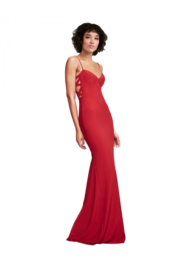 Affordable Spaghetti Strap Slip Neckline Crepe Prom Dress Canada