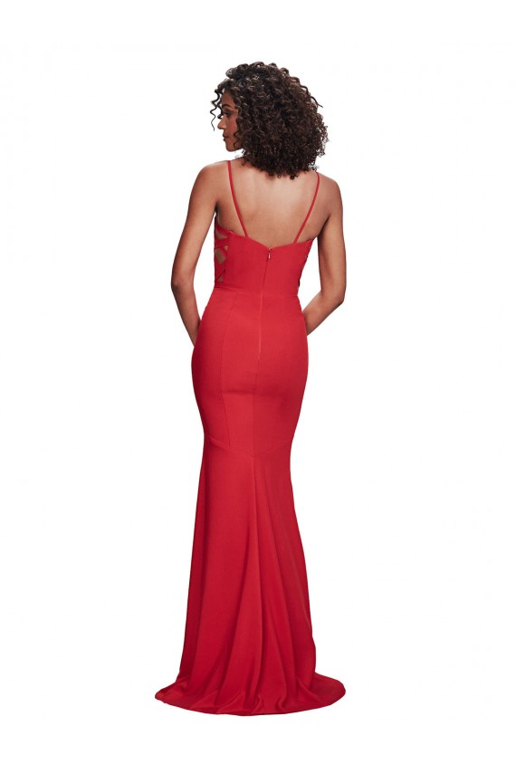 Affordable Spaghetti Strap Slip Neckline Crepe Prom Dress Canada