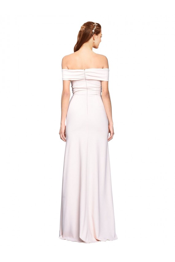 Affordable Criss Cross Off the Shoulder Crepe Prom Dress with Side Slit Canada