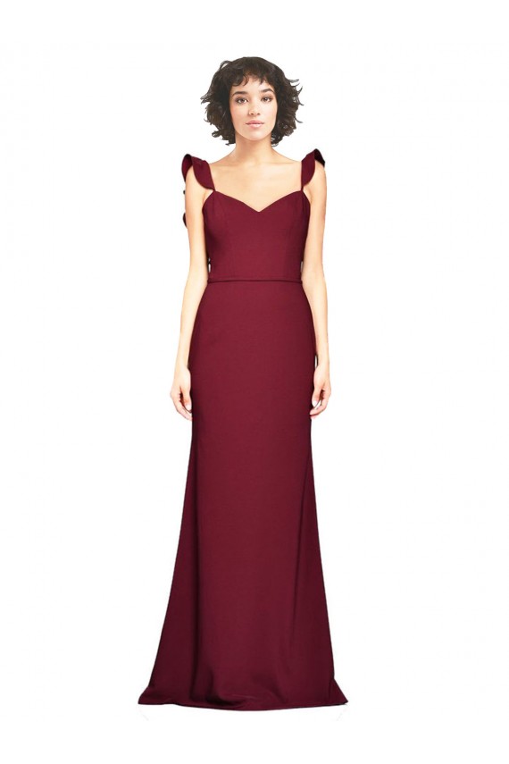 Affordable Crepe Slip Prom Dress with Ruffled Straps Canada