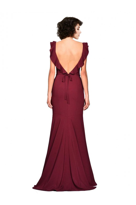 Affordable Crepe Slip Prom Dress with Ruffled Straps Canada