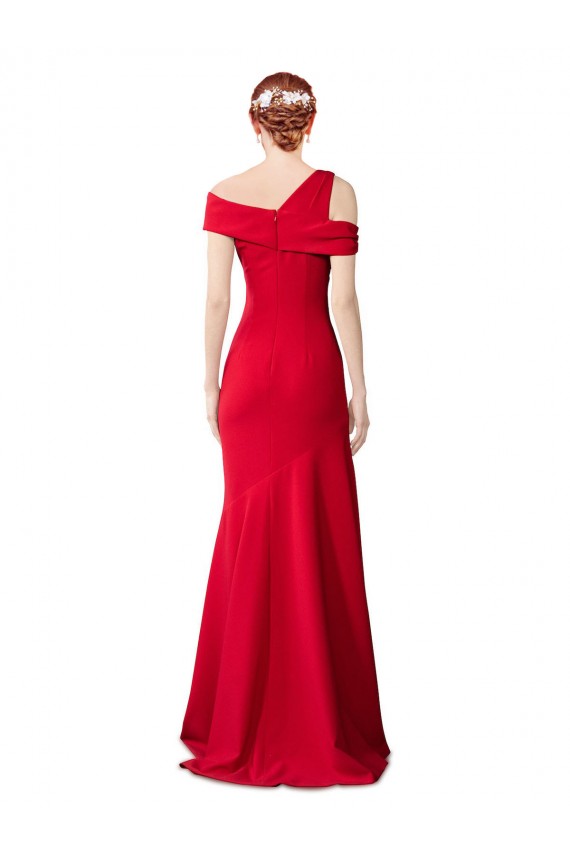 Affordable Sleeveless Ruched Crepe Mermaid Prom Dress with Off The Shoulder Detail Canada