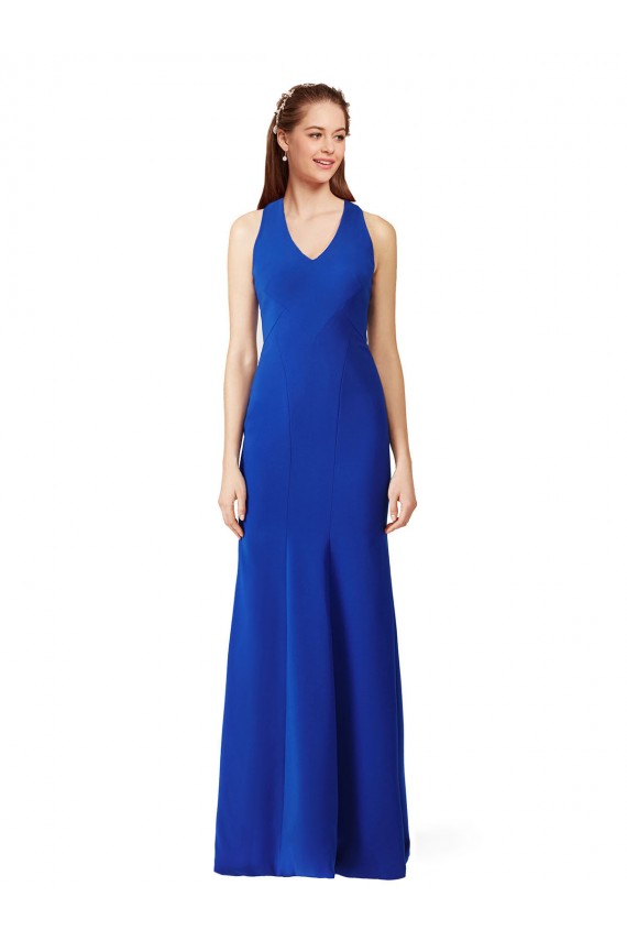 Affordable Halter V-Neck Long A-Line Crepe Prom Dress Canada